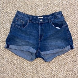 High waisted jean shorts